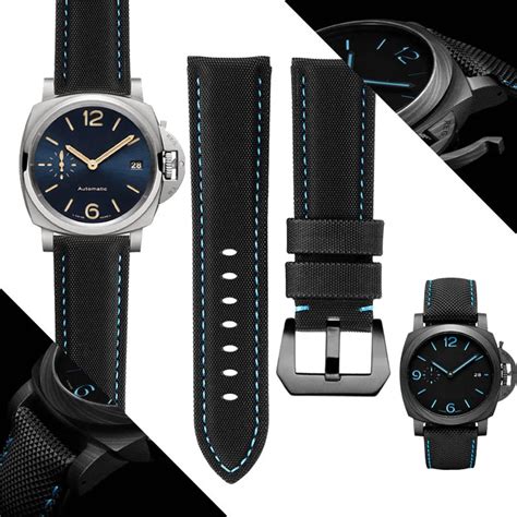 panerai fabric nylon canvas diver 24mm black blue strap|Panerai Black Textile Strap 24/22 .